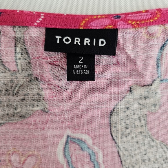 Torrid Midi Rayon Slub Button Front Tie Dress Size 2X Leopard Jungle Floral - Picture 9 of 15